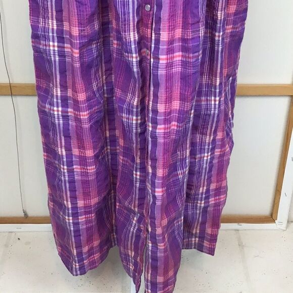 VTG Plaid cotton Grandma snap dress w/pockets Mrs. Roper mint condition - Picture 4 of 9